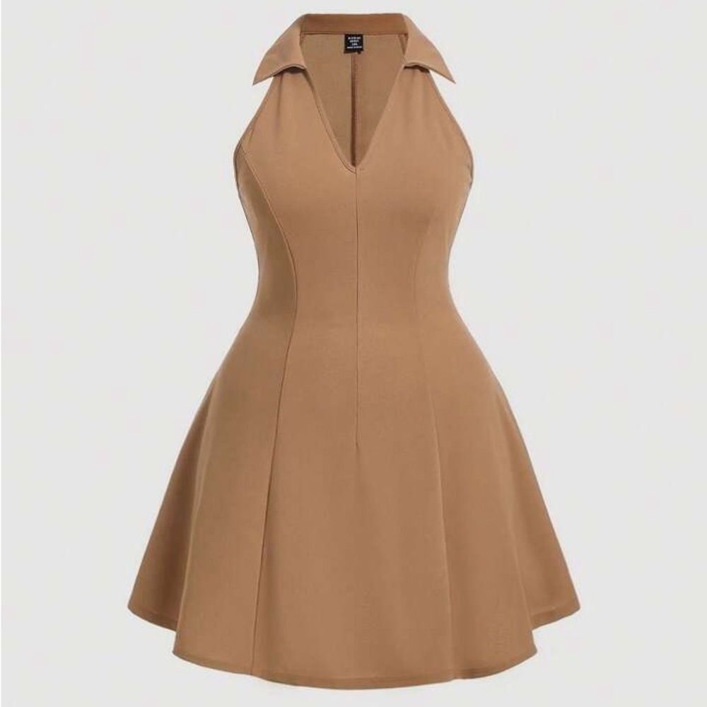 SHEIN Tan Halter Neck Dress